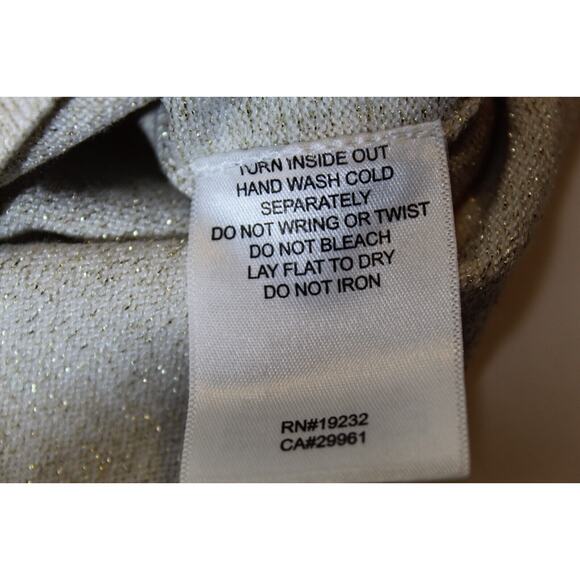 Alfred Dunner 2 in 1 Sweater Beige Gold Sequins Beaded Open Front Women's 1X - Picture 5 of 11